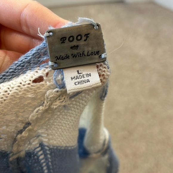 Poof Boutique Pointelle Knit Chevron Open Front Waterfall Cardigan - Size Large - Picture 2 of 12